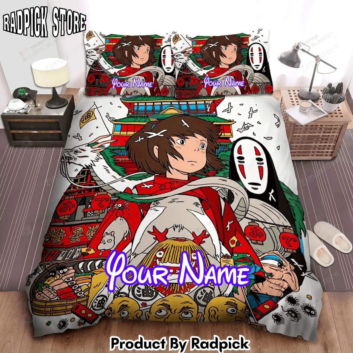 Radpick spirited away anime film poster bed sheets spread comforter duvet cover personalized name bedding sets rp3272073